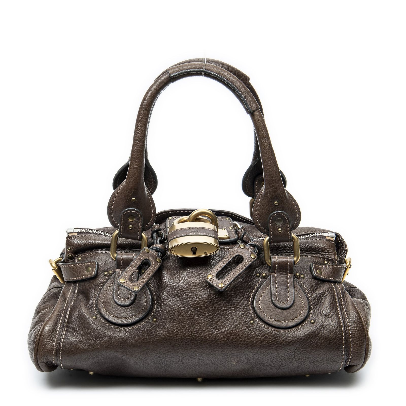 [中古] CHLOE クロエパディントン茶色グレインカーフスキンレザーA