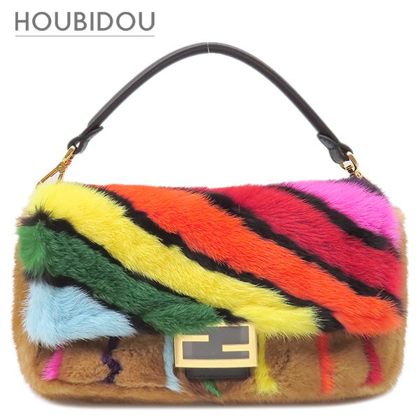 フェンディ FENDI 2WAYバッグ ミンク バケット レインボー インレイ ミンク レザー マルチカラー ゴールド金具 ショルダー 8BR600AJP5F0TMN 【保存袋】【中古】