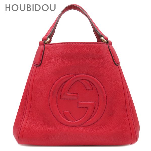グッチ GUCCI 2WAYバッグ ソーホー インターロッキング G レザー レッド ゴールド金具 フリンジ欠品 336751【中古】