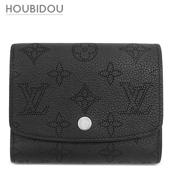 ルイヴィトン LOUIS VUITTON 二つ折り財布 ポルトフォイユ イリス コンパクト モノグラムマヒナ ノワール シルバー金具 黒 M62540 不明【中古】