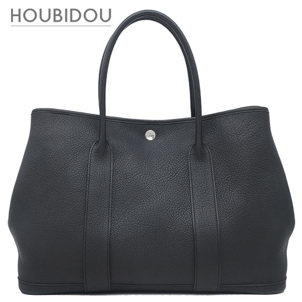 エルメス HERMES トートバッグ ガーデンパーティー PM ネゴンダ ブラック シルバー金具 黒 □Q【中古】