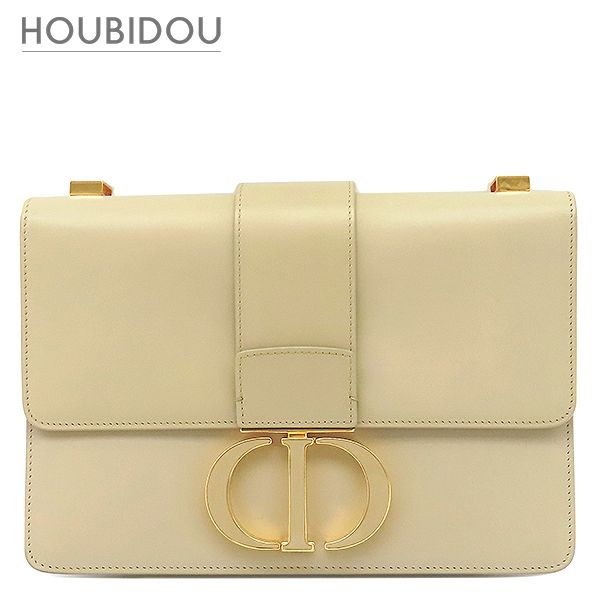 クリスチャン・ディオール Christian Dior ショルダーバッグ 30 モンテーニュ レザー オフホワイト ゴールド金具 白 【中古】
