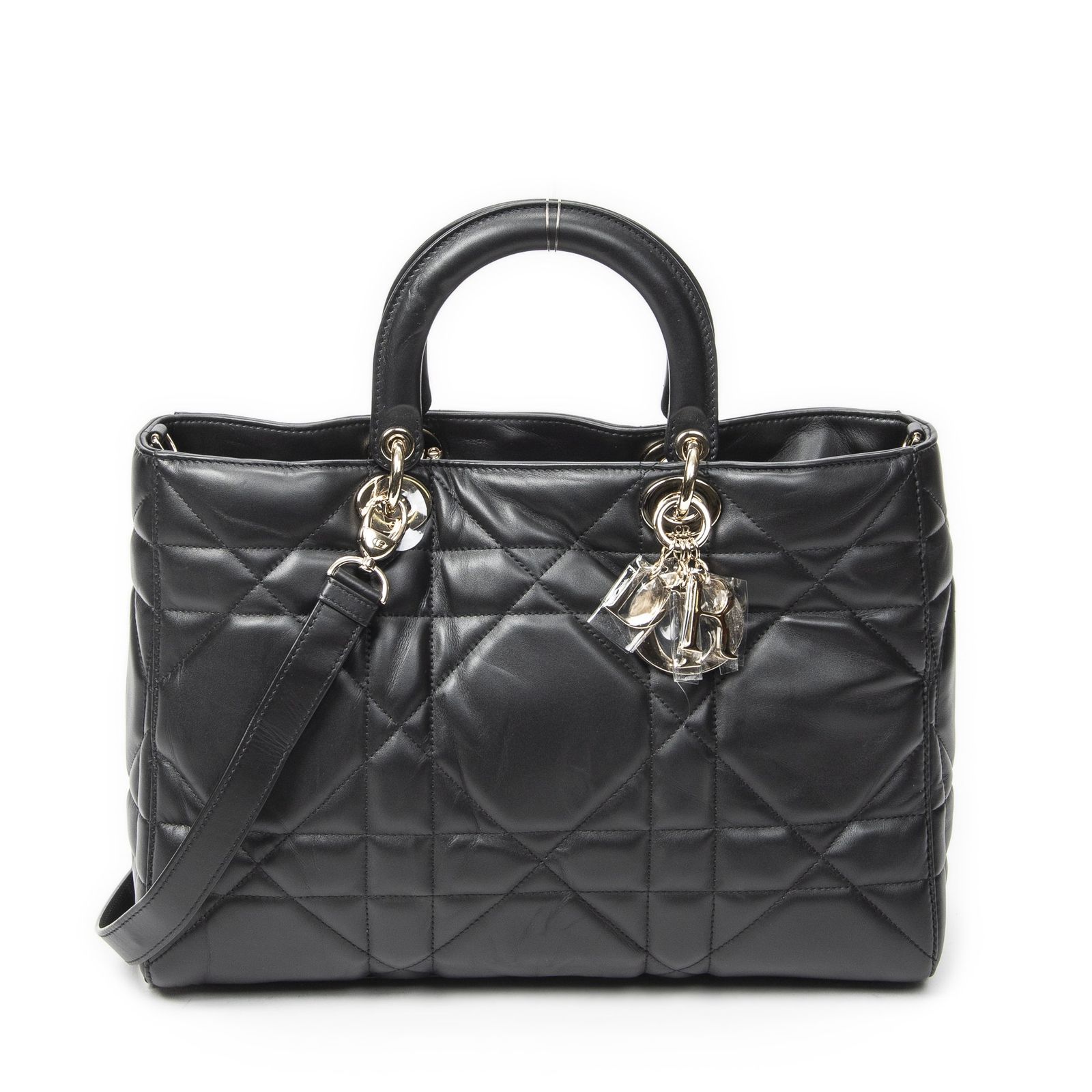 [中古] DIOR ディオールラージ Lady D-Sire黒マクロカナージュ・レザーA