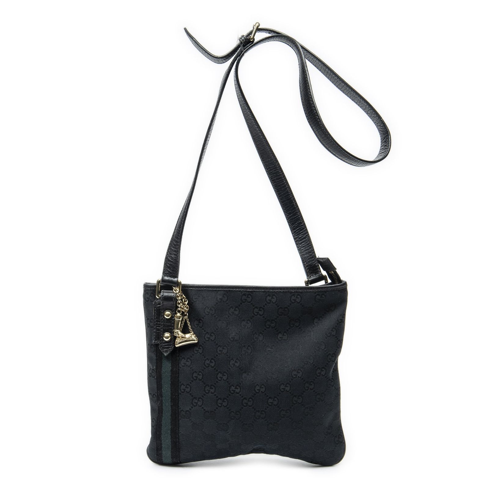 [中古] GUCCI グッチウェブ ジョリクール クロスボディ黒GGキャンバスA