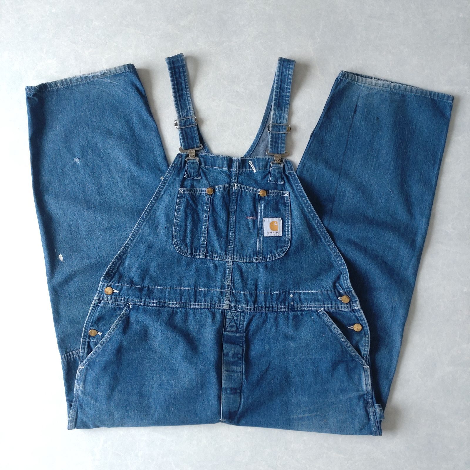 ■古着 Carhartt カーハート デニムオーバーオール サロペット 実寸W42L29【L6235】