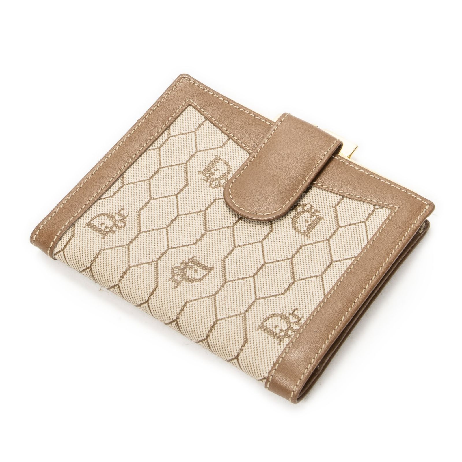 [中古] DIOR ディオールコンパクト フレンチパースブラウン/ベージュハニカムPVCキャンバスA