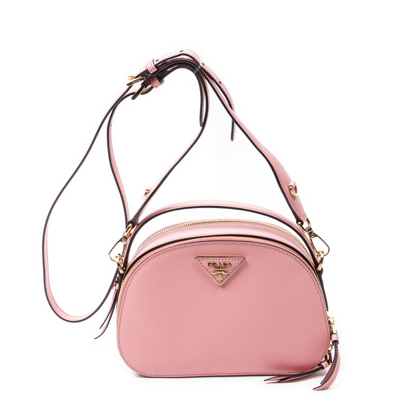 [中古] PRADA プラダオデット トップハンドルピンクサフィアーノレザーA