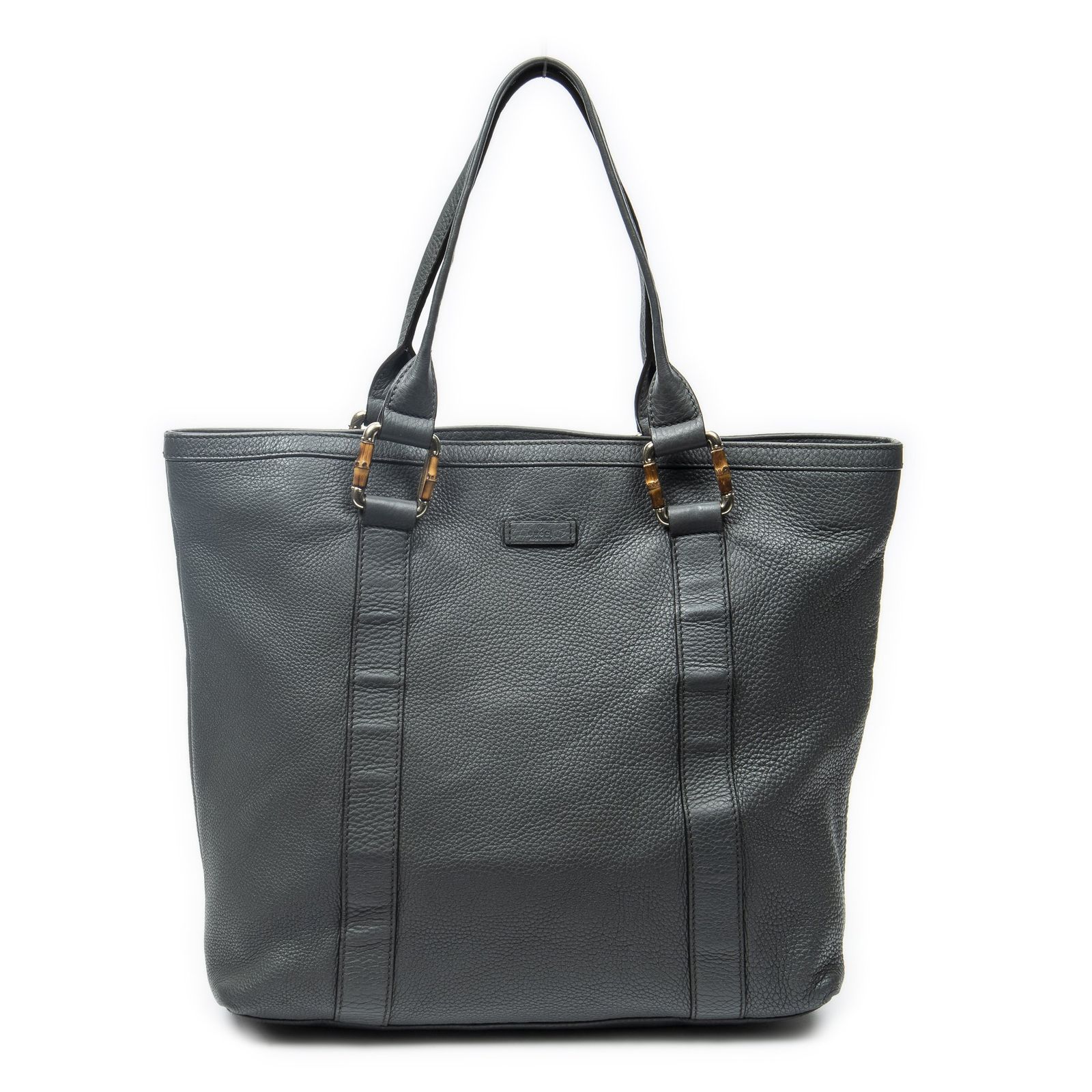 [中古] GUCCI グッチバーティカルバンブーバーショッパーグレーグレインカーフスキンレザーA