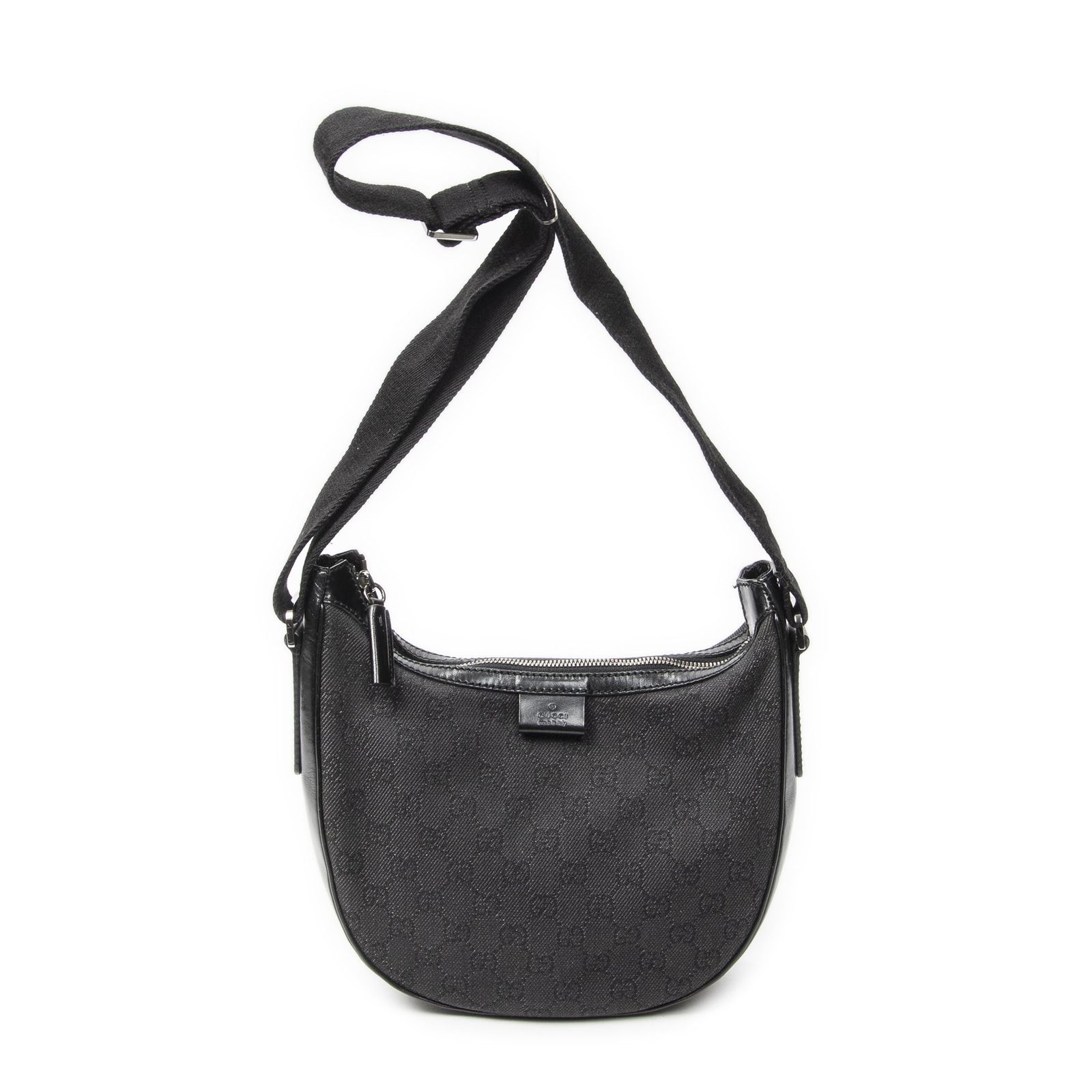 [中古] GUCCI グッチホーボー クロスボディ黒GGデニムキャンバスA