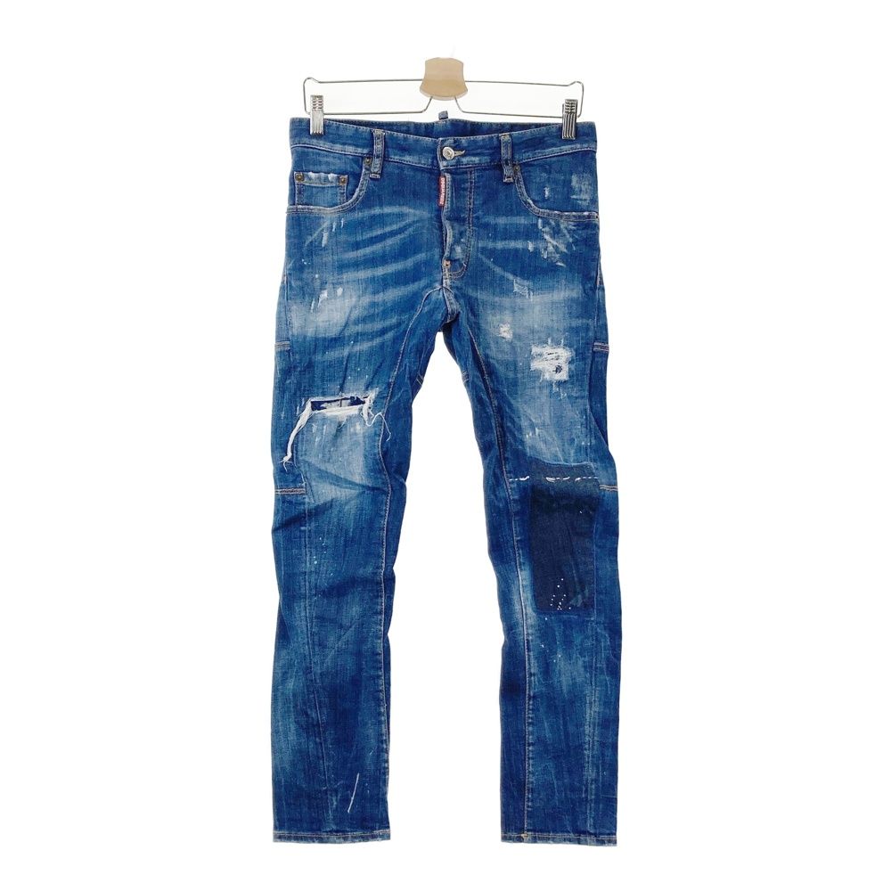 DSQUARED2 ディースクエアード S71LB0493 スリム デニムパンツ ダメージ加工 ネイビー系 44 [240101640713] メンズ