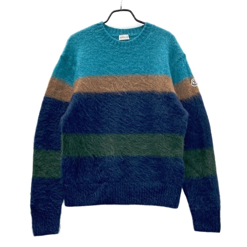 MONCLER モンクレール G20919C00029 モヘヤ混 ニットセーター ボーダー柄 ネイビー系 L [240101655335] メンズ