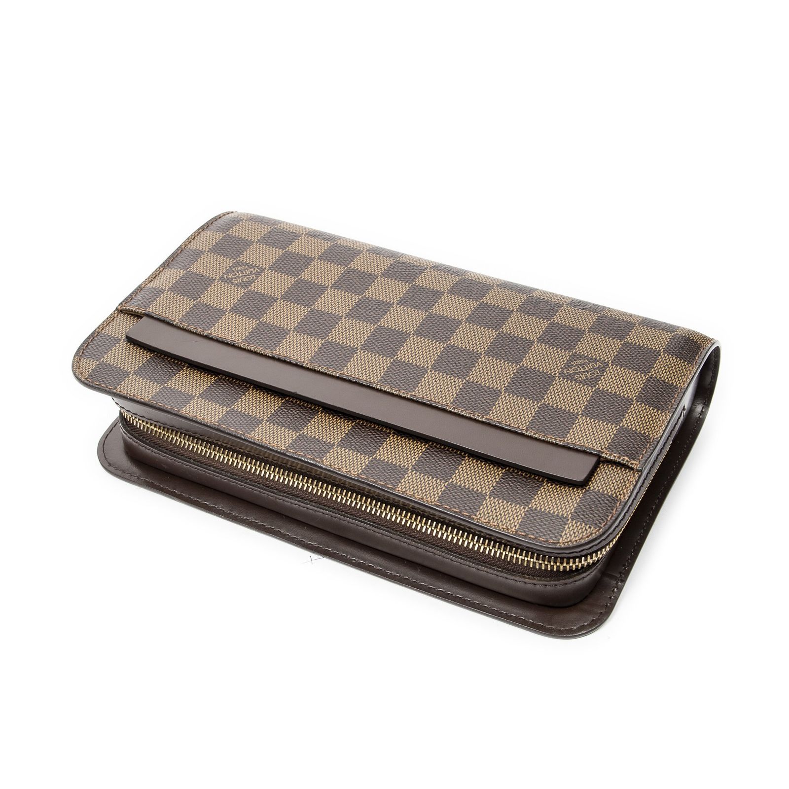 [中古] LOUIS VUITTON ルイヴィトンセントルイス クラッチ茶色ダミエ エベヌA
