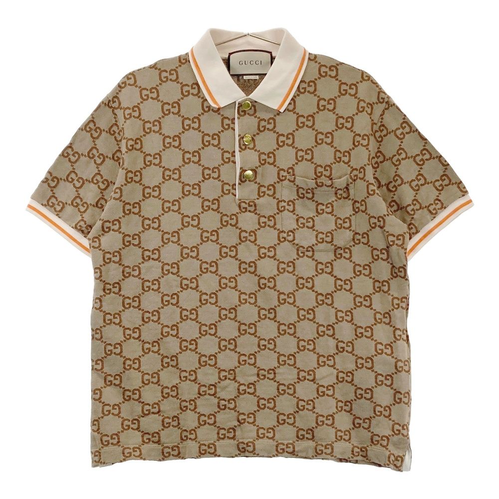 GUCCI グッチ 742384 XJFGU 半袖ポロシャツ GG ベージュ系 XS [240101669601] メンズ
