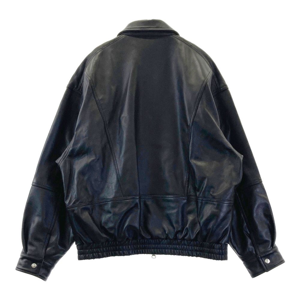 BEAMS ビームス ワイドフィット 4ポケット レザー ブルゾン ブラック系