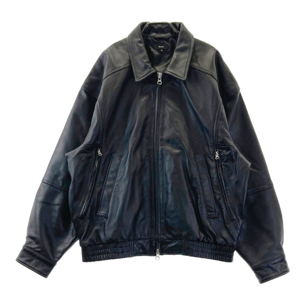 BEAMS ビームス ワイドフィット 4ポケット レザー ブルゾン ブラック系
