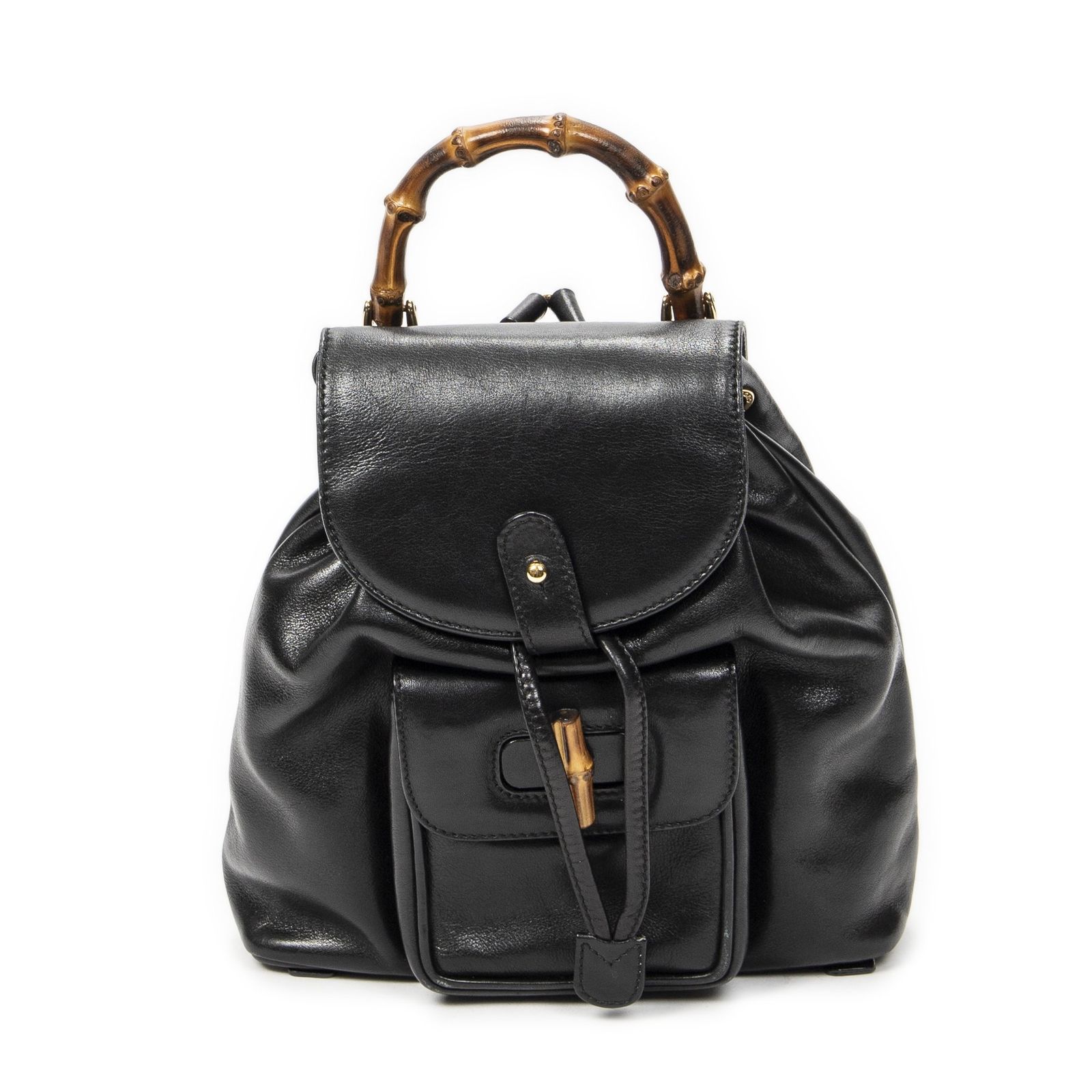 [中古] GUCCI グッチミニバンブーリュックサック黒カーフスキンレザーA