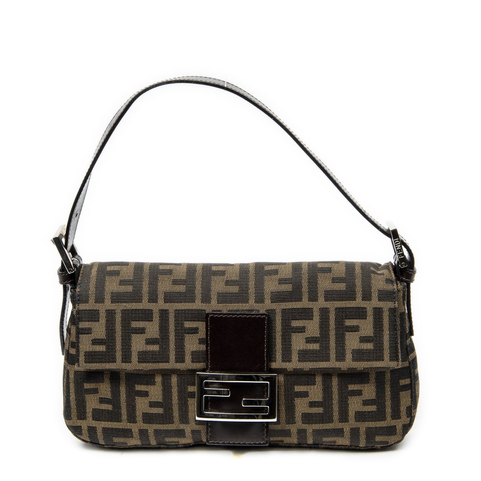 [中古] FENDI フェンディバゲットブラウン/ブラックズッカキャンバスA