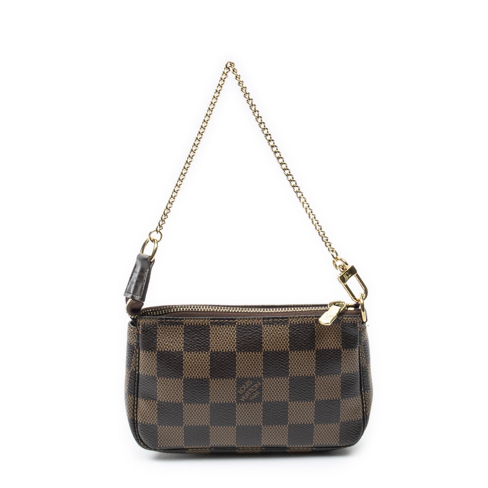 [中古] LOUIS VUITTON ルイヴィトンミニポシェットアクセサリー茶色ダミエ エベヌA