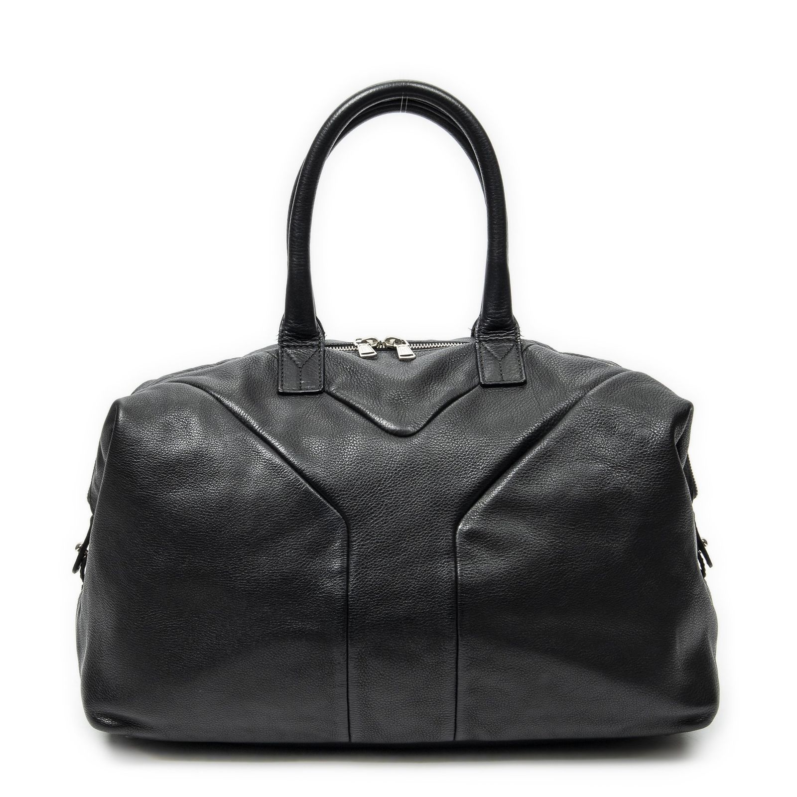 [中古] YVES SAINT LAURENT イヴサンローランミディアムイージーY黒グレインカーフスキンレザーA