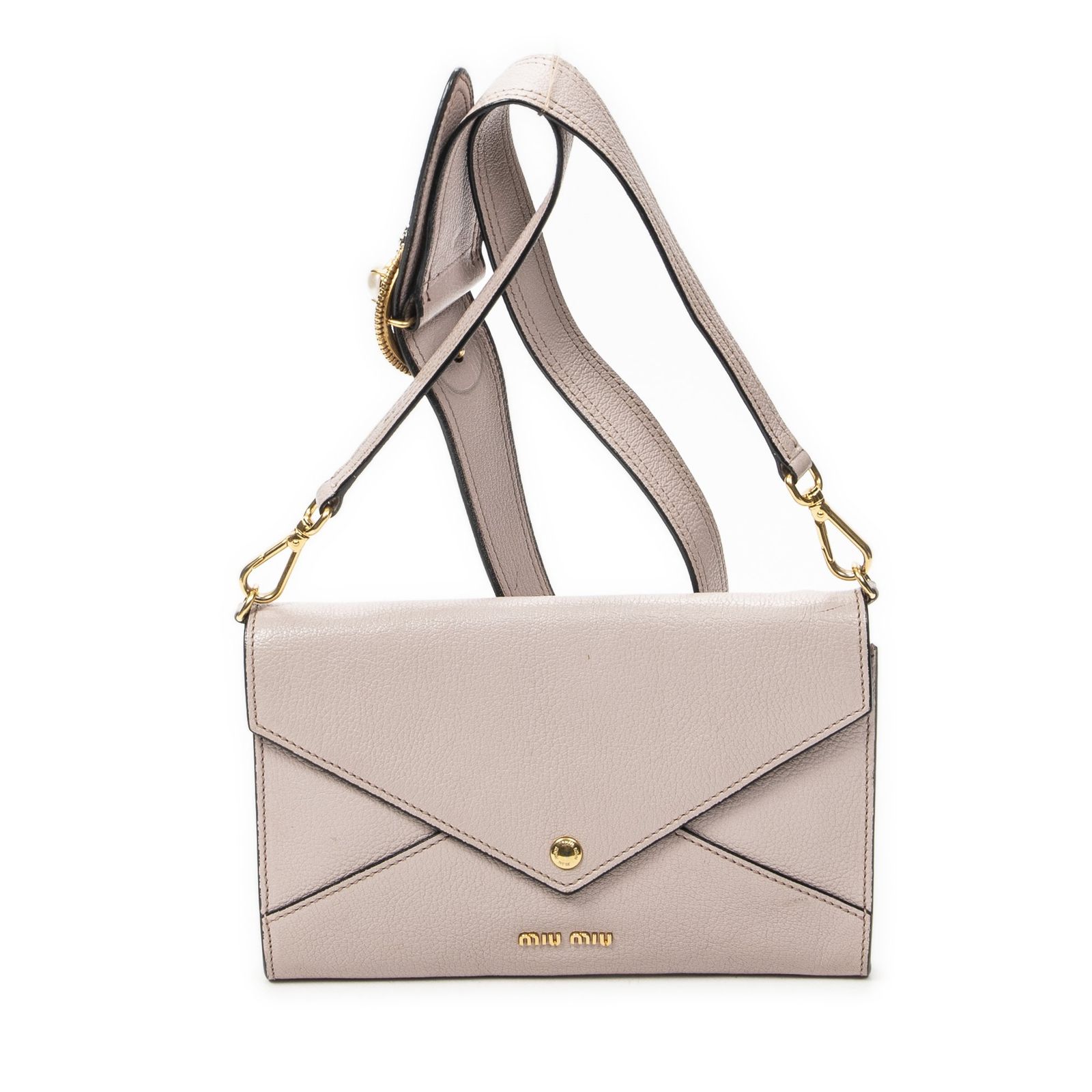 [中古] MIU MIU ミュウミュウエンベロープ クラッチピンクマドラスレザーA