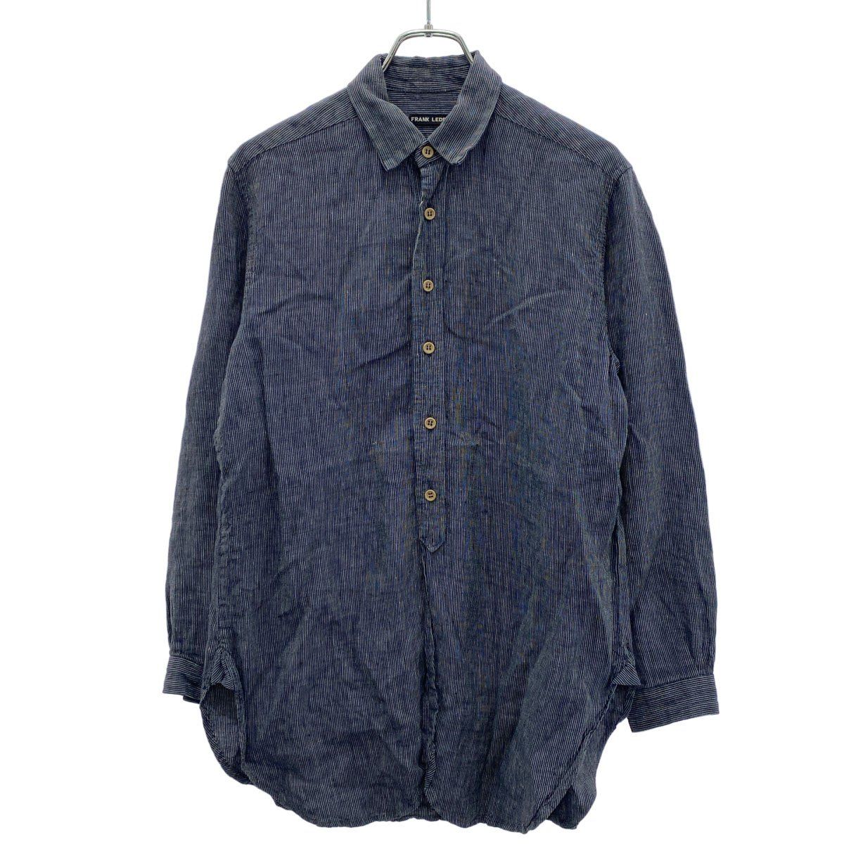 FRANK LEDER リネンシャツ プルオーバー ストライプ S ドイツ製 FRANK LEDER フランクリーダー 長袖リネンストライプシャツ ブルー XS