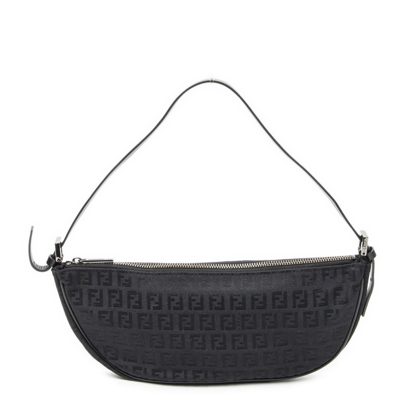 [中古] FENDI フェンディアクセサリーポーチ黒ズッキーノキャンバスA
