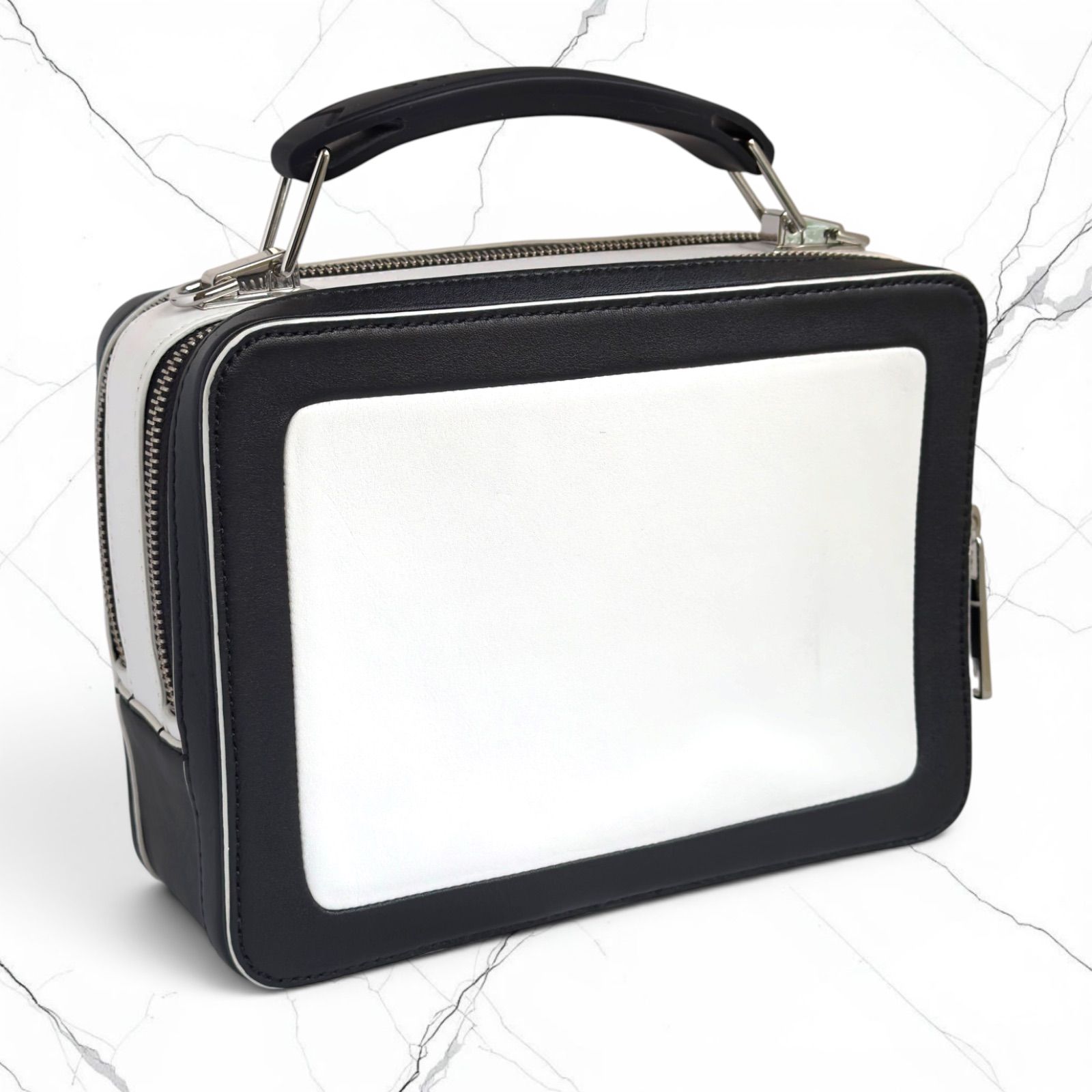 MARC JACOBS マークジェイコブス THE BOX 23 ザ ボックス ハンドバッグ カラーブロック バイカラー ブラック ホワイト グレインレザー ラバーハンドル