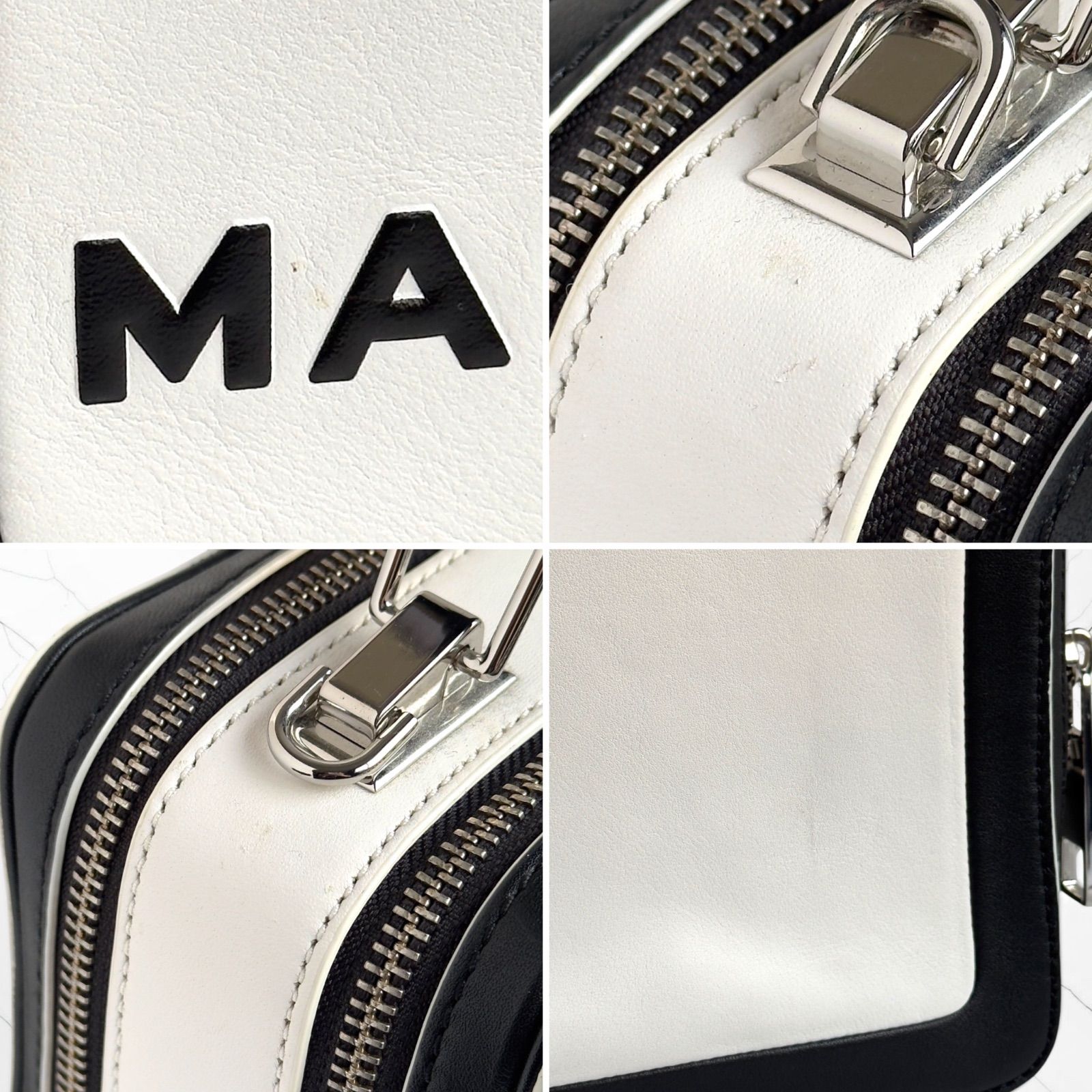 MARC JACOBS マークジェイコブス THE BOX 23 ザ ボックス ハンドバッグ カラーブロック バイカラー ブラック ホワイト グレインレザー ラバーハンドル