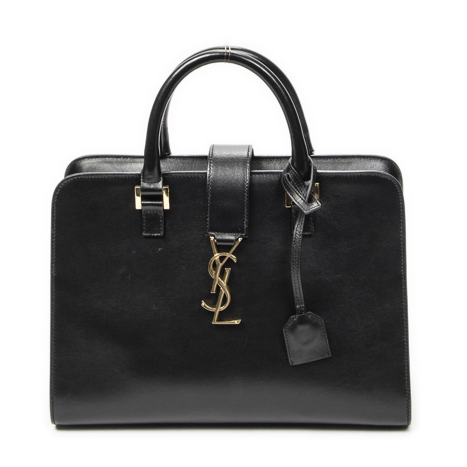 [中古] YVES SAINT LAURENT イヴサンローランスモールモノグラムカバ黒スムースカーフスキンレザーA