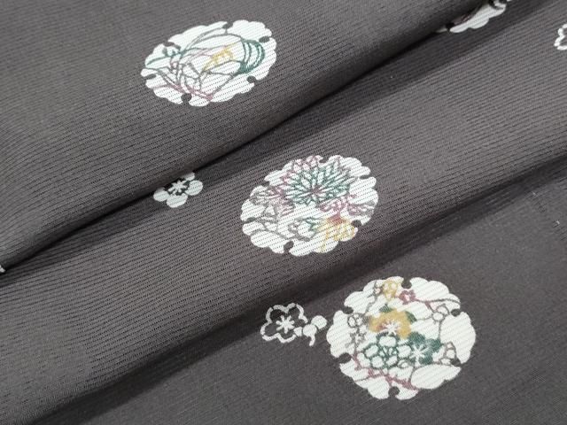 平和屋着物＊夏物　小紋　絽　雪輪花文　正絹　逸品　CABH3935th