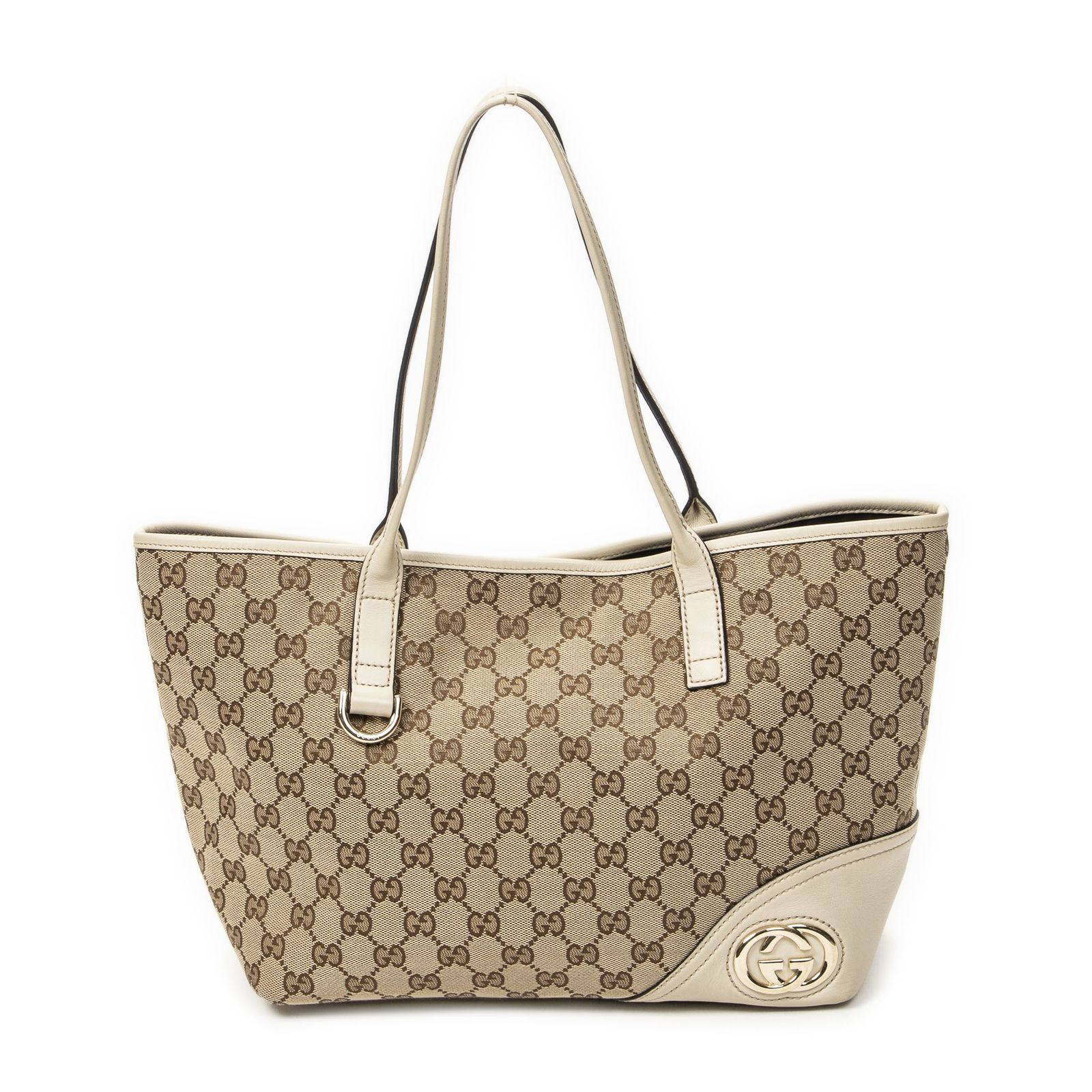 [中古] GUCCI グッチスモール Brittベージュ/アイボリーGGキャンバスA