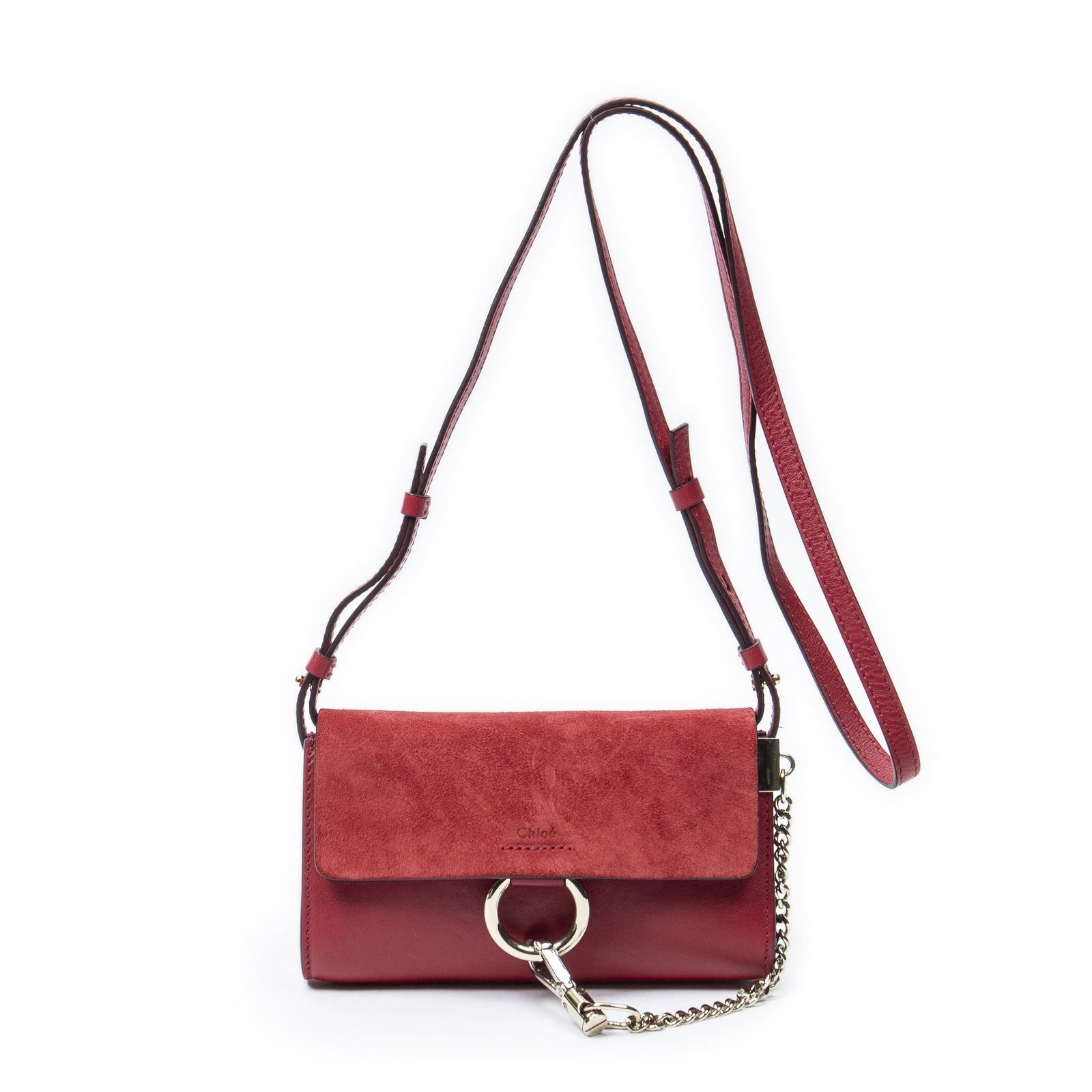 [中古] CHLOE クロエMini Faye赤カーフスキンレザーA