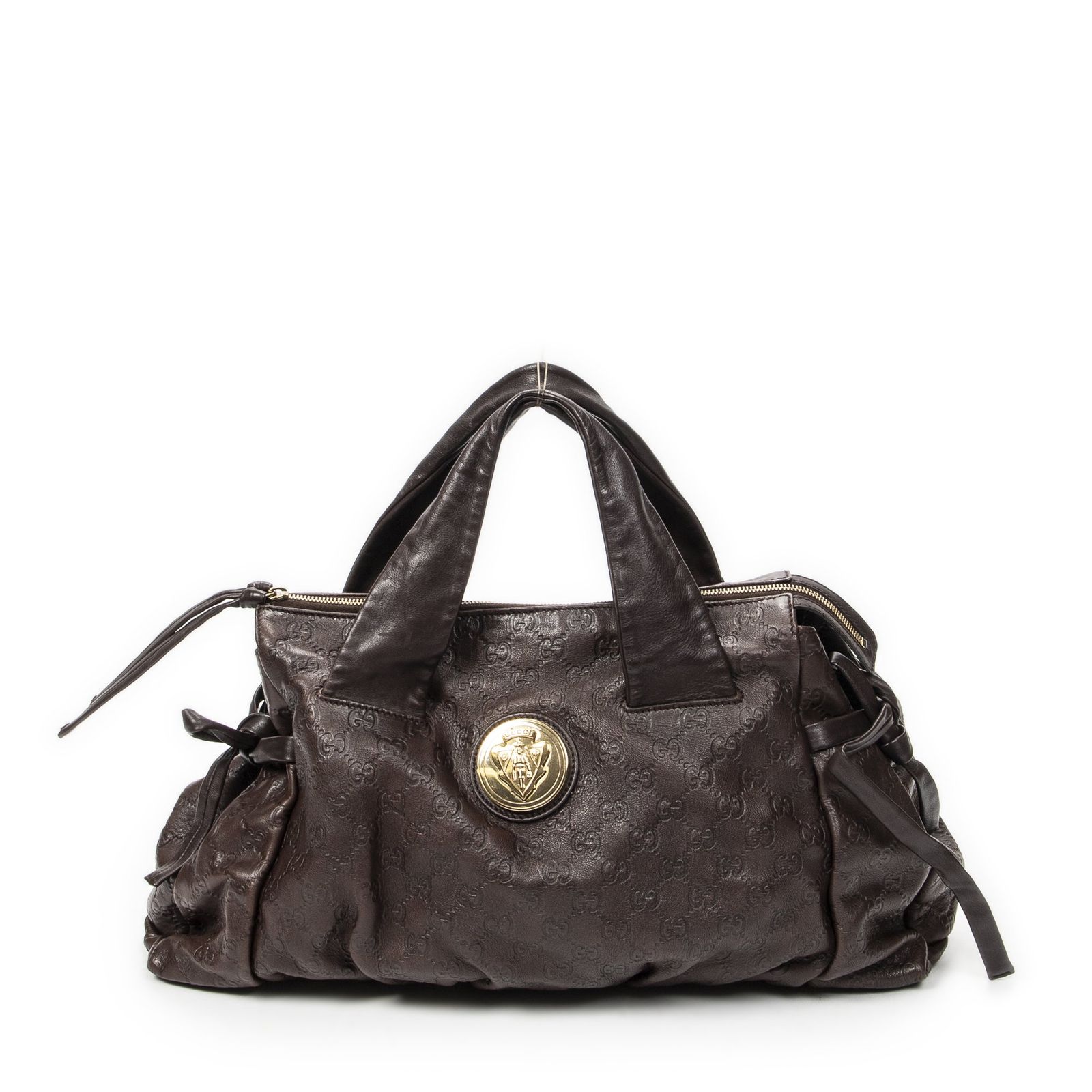 [中古] GUCCI グッチヒステリア トートダークブラウングッチッシマA