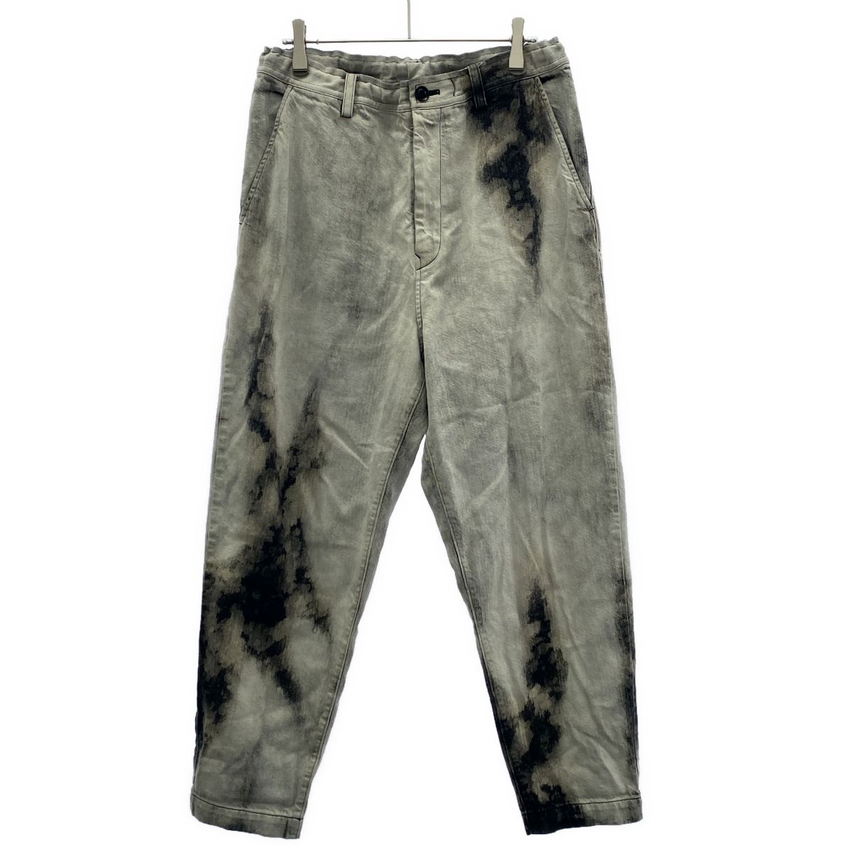 Y's Yohji Yamamoto ワイズ ヨウジヤマモト 24SS 8oz DENIM BLEACHED DREWSTRING PANTS ブリーチ加工テーパードデニムパンツ YS-P23-014 グレー 1