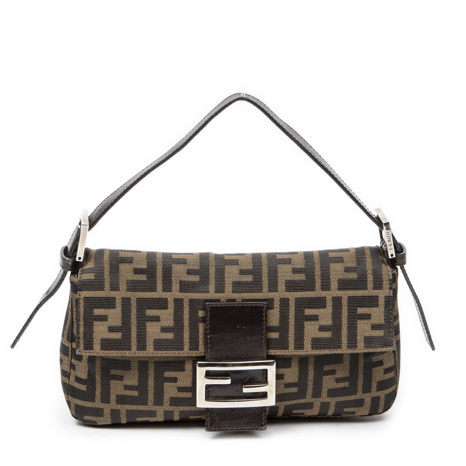 [中古] FENDI フェンディバゲット茶色ズッカキャンバスA