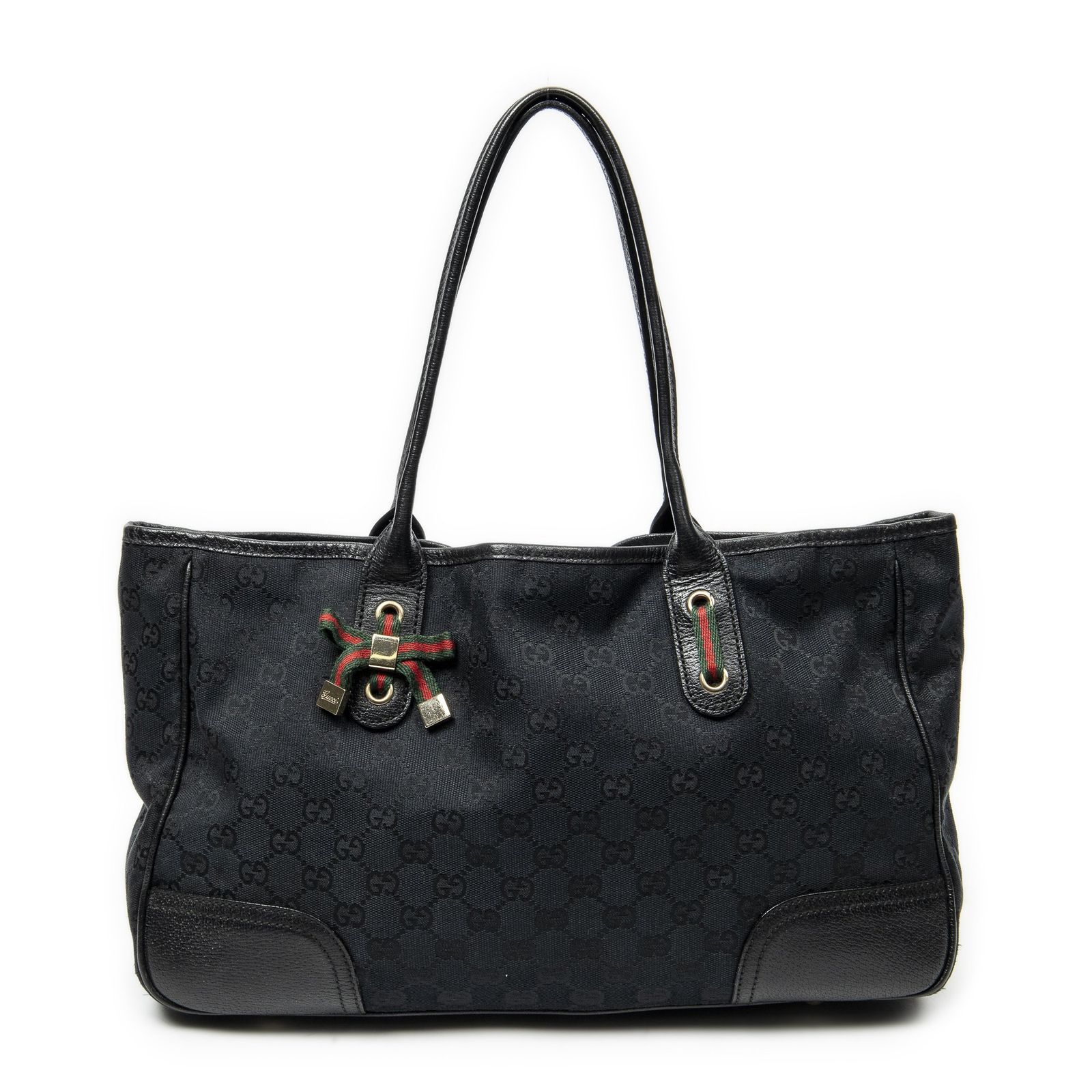 [中古] GUCCI グッチミディアム プリンシー トート黒GGキャンバスA