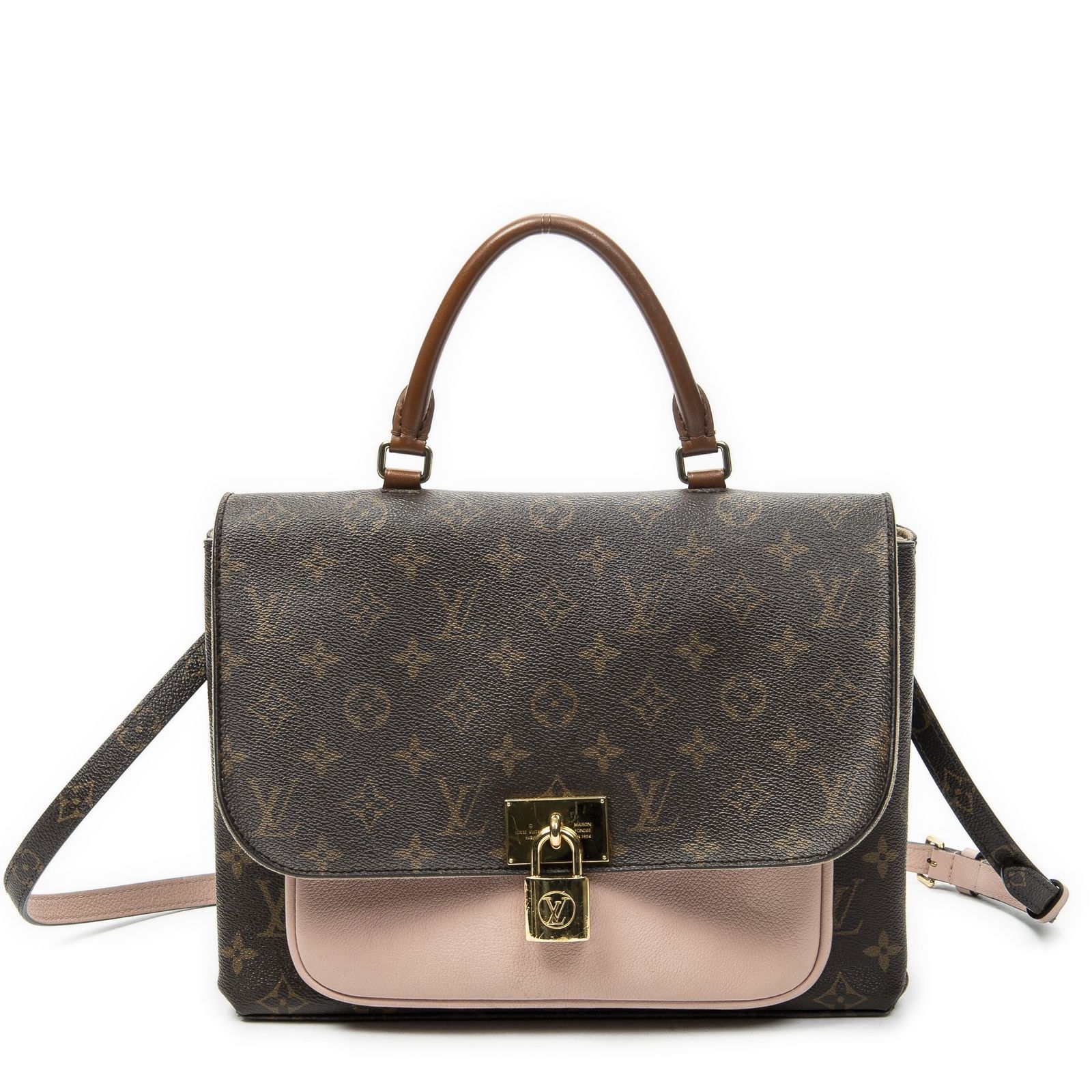 [中古] LOUIS VUITTON ルイヴィトンマリニャン メッセンジャー茶色、ピンクモノグラムキャンバスAB