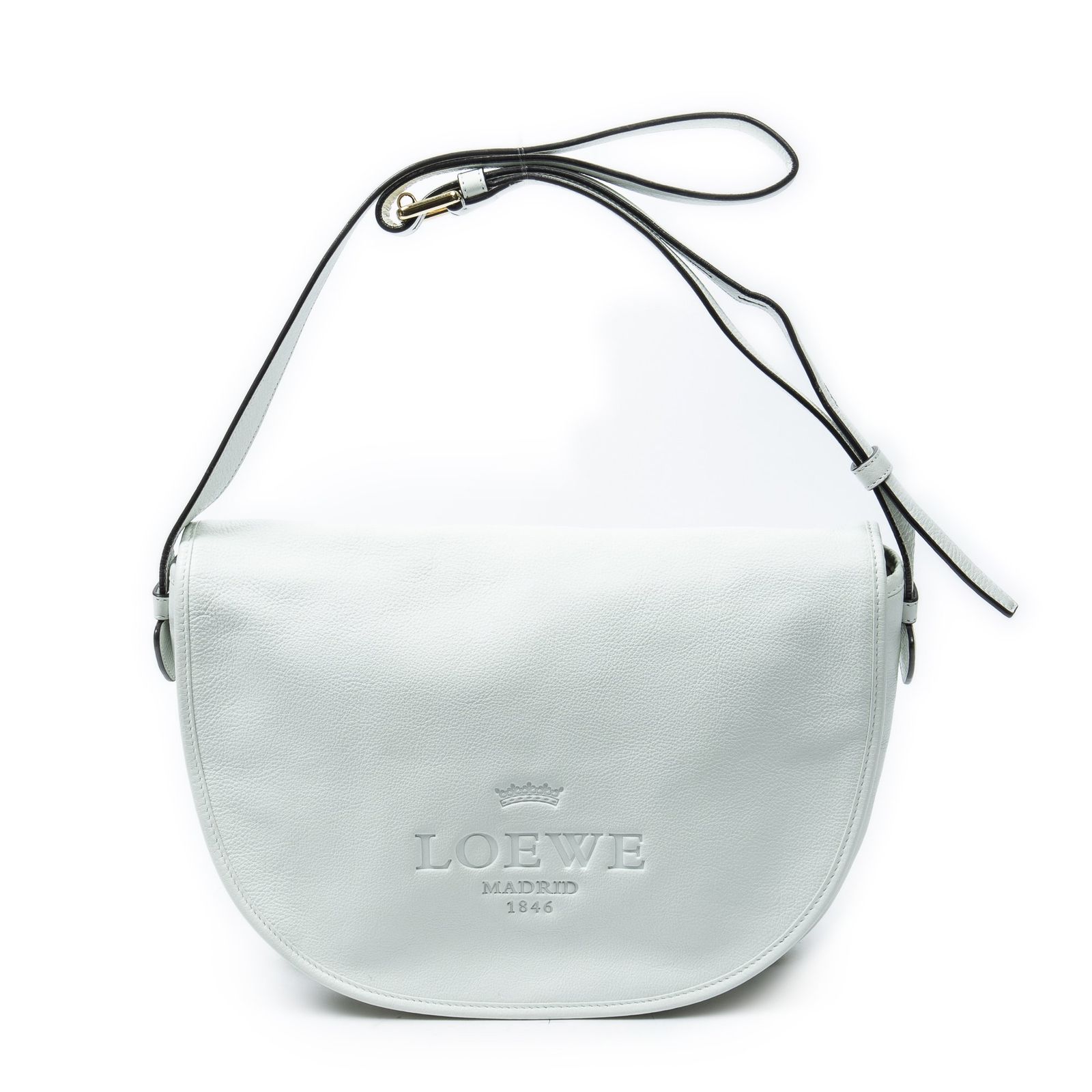 [中古] LOEWE ロエベヘリテージフラップメッセンジャー白グレインカーフスキンレザーA
