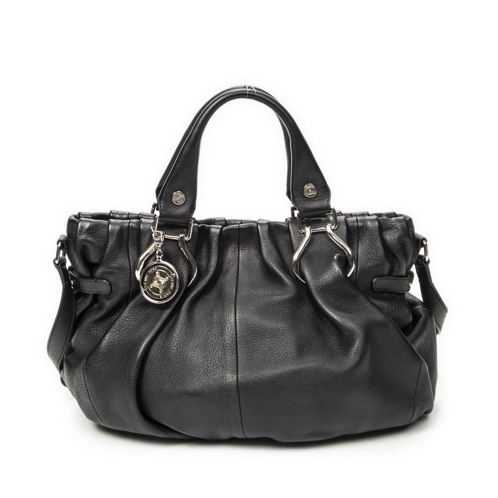 [中古] CELINE セリーヌスモールポップトート黒カーフスキンレザーA