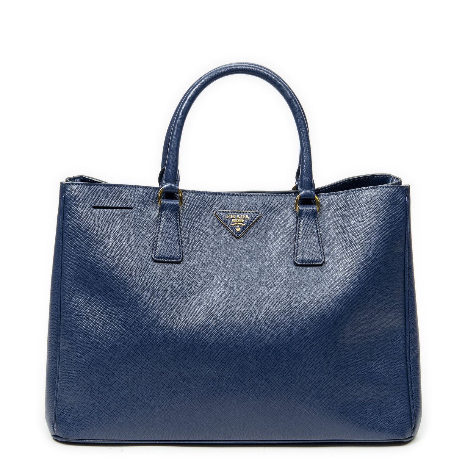 [中古] PRADA プラダラージオープントートネイビーサフィアーノレザーA