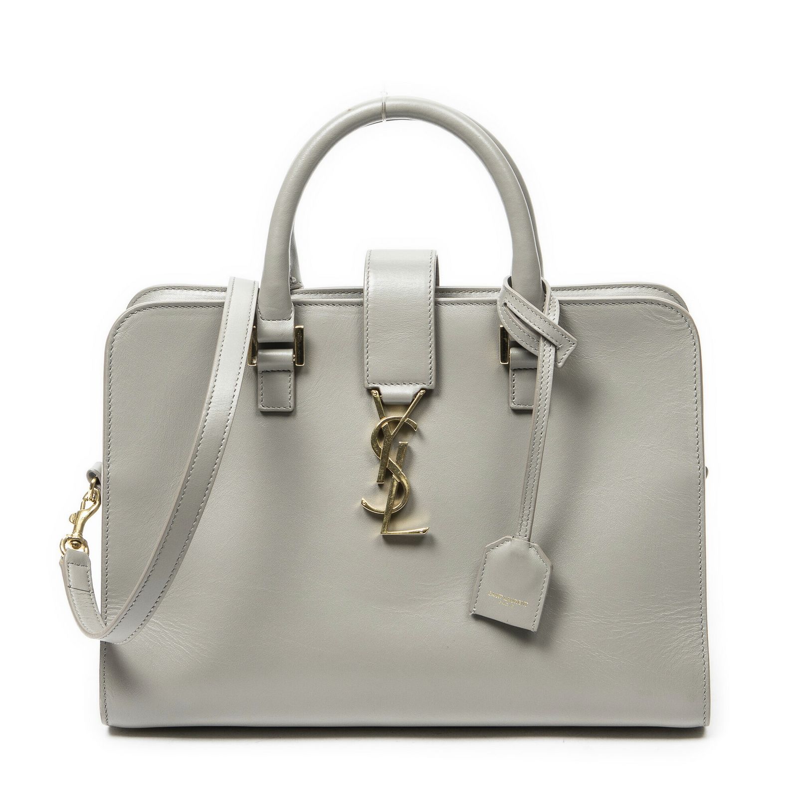 [中古] YVES SAINT LAURENT イヴサンローランスモールモノグラムカバグレーカーフスキンレザーA