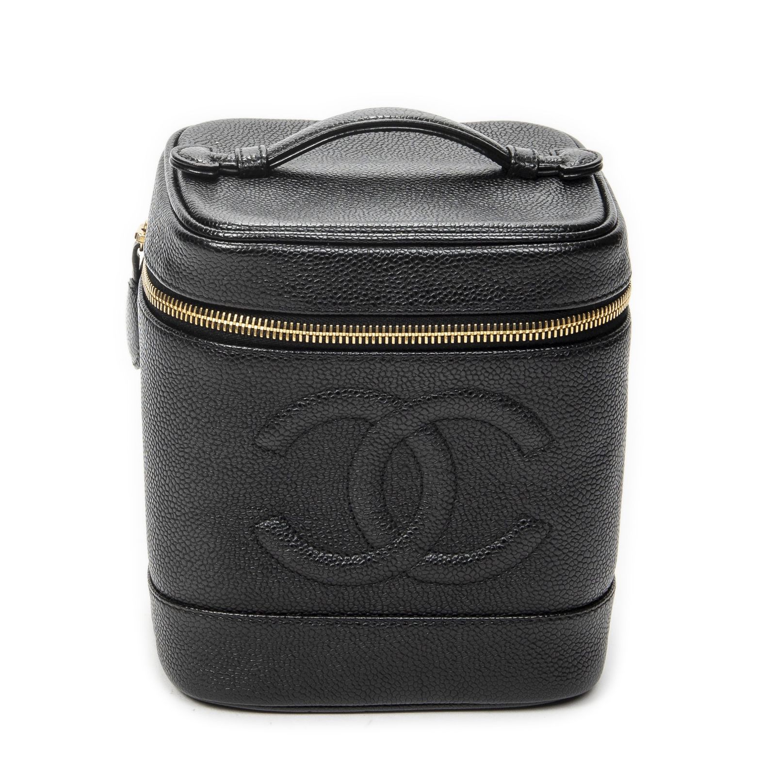 [中古] CHANEL シャネルタイムレストールバニティケース黒キャビアレザーA