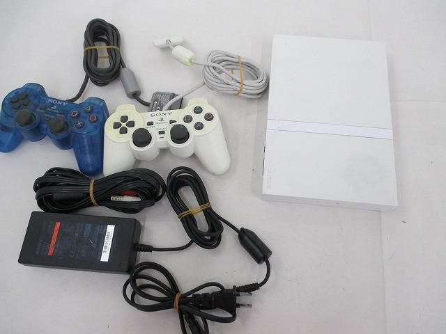 中古品 ゲーム プレイステーション2 PS2ソフト SCPH-77000 ホワイト 動作品 周辺機器・コントローラー付き