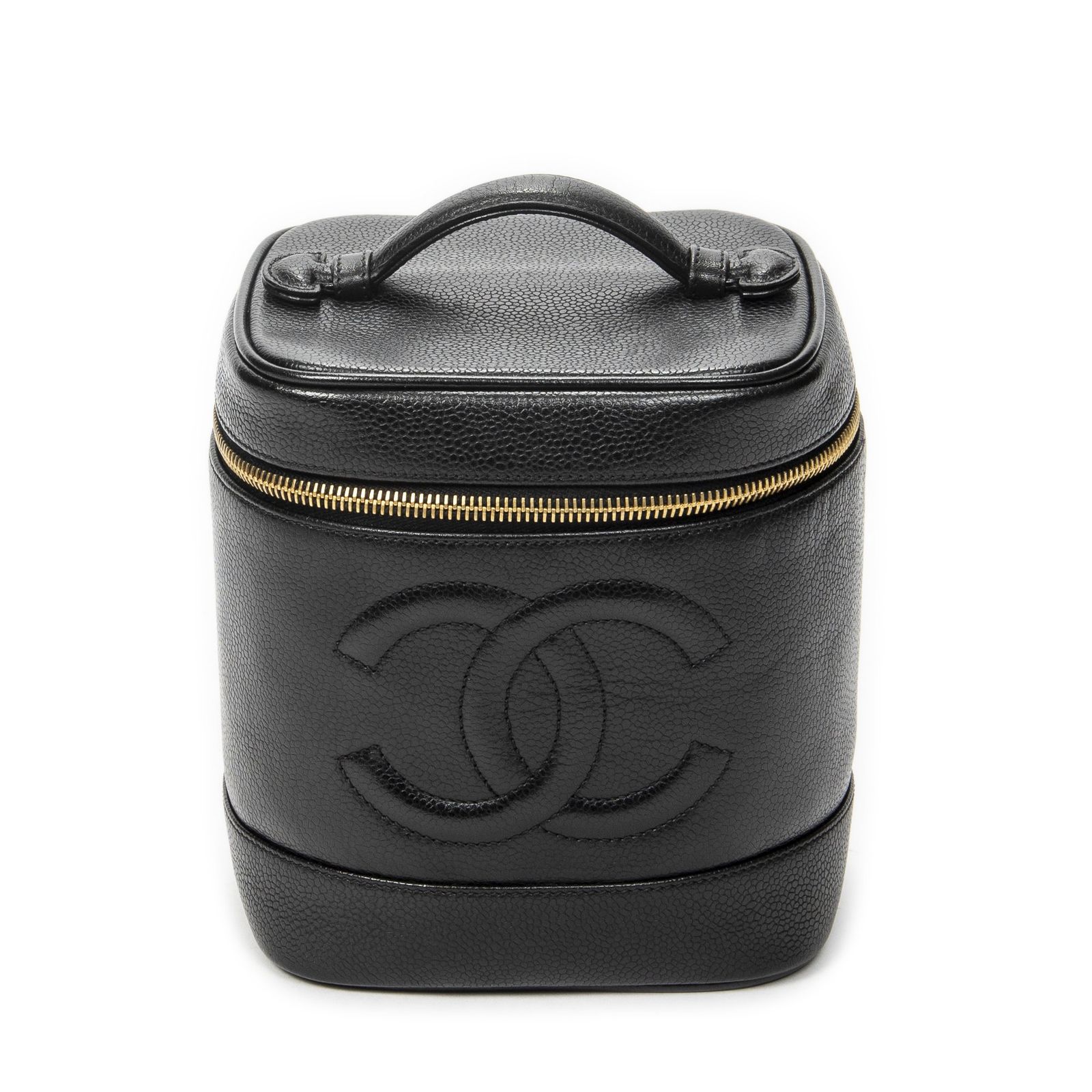 [中古] CHANEL シャネルタイムレストールバニティケース黒キャビアレザーA