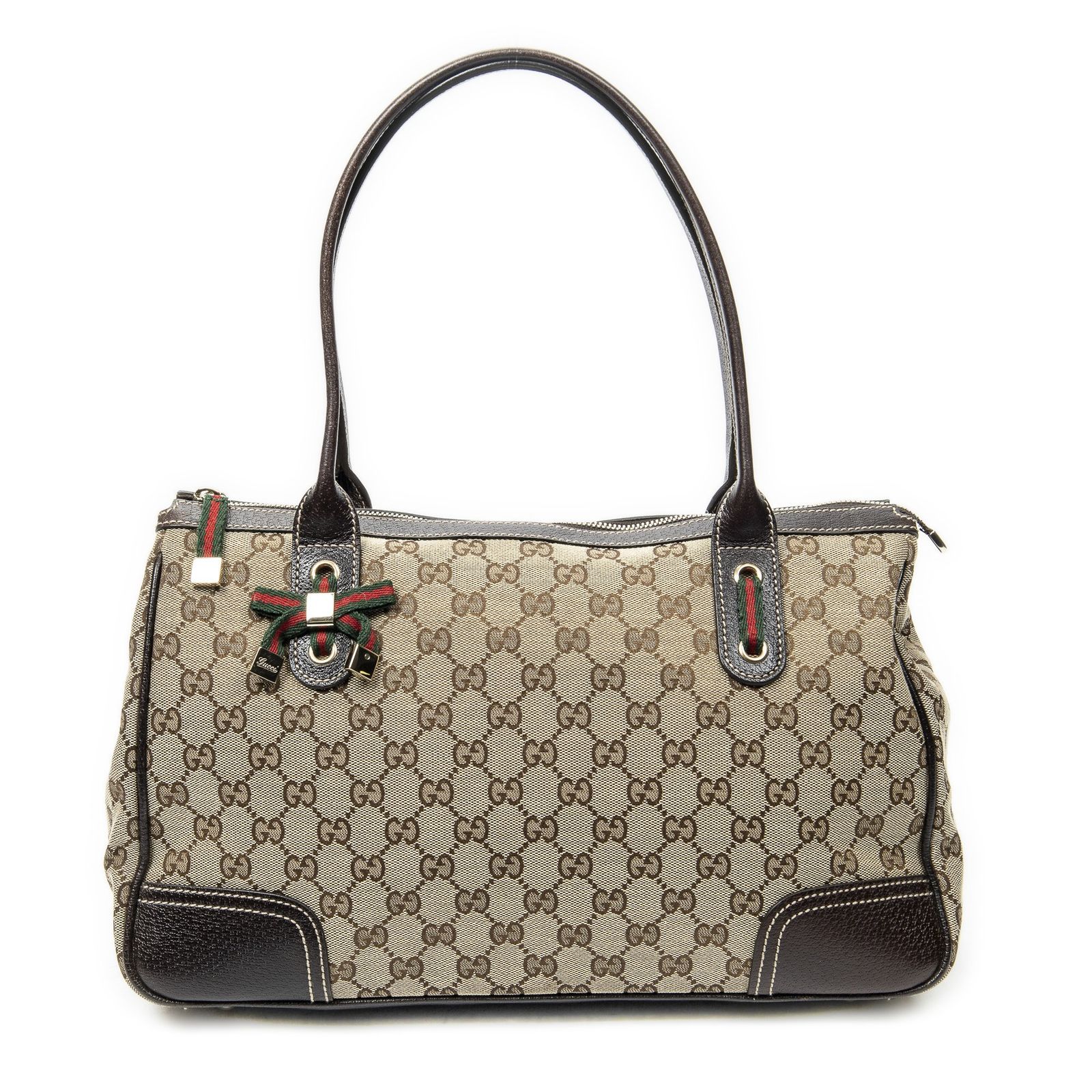 [中古] GUCCI グッチミディアム プリンシー トートブラウン/ベージュGGキャンバスA