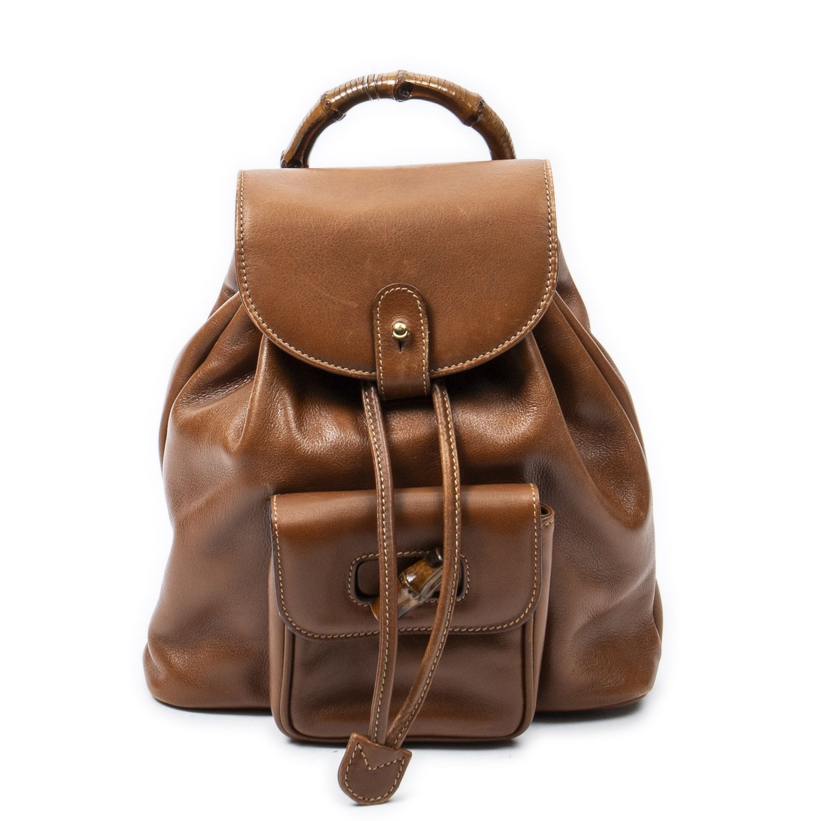 [中古] GUCCI グッチミニバンブーリュックサックタンカーフスキンレザーAB