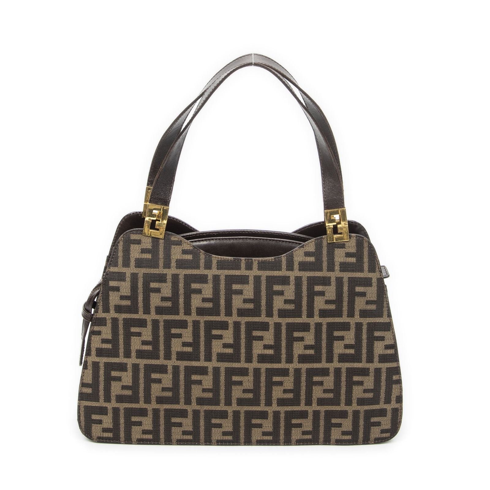 [中古] FENDI フェンディヴィンテージ ジップ トートタン/ブラウンズッカキャンバスA