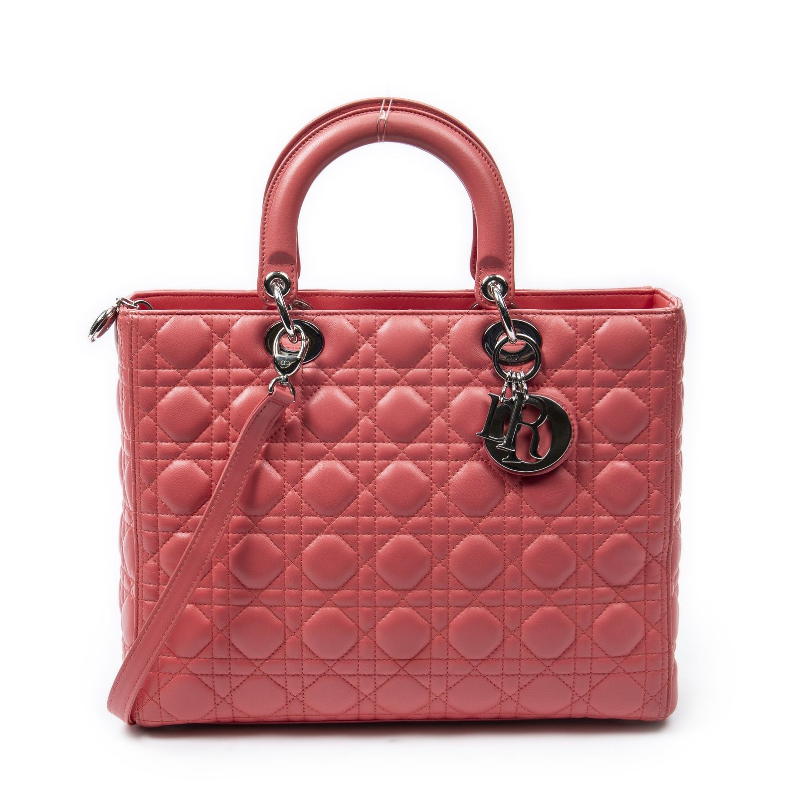 [中古] DIOR ディオールラージ レディ ディオール ジップピンクカナージラムスキンレザーA