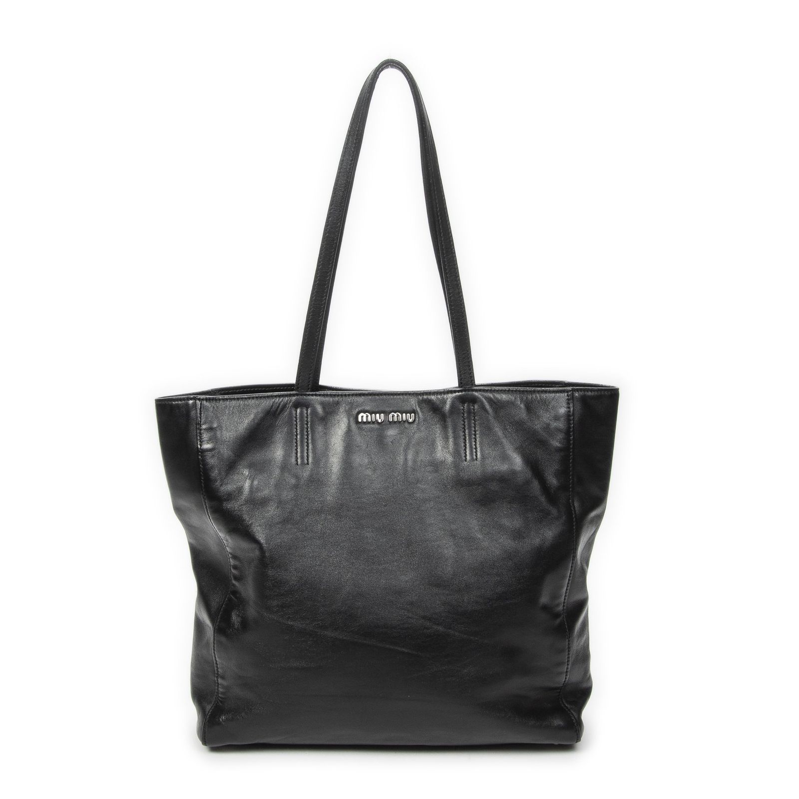 [中古] MIU MIU ミュウミュウショッピングトート黒ヴィテッロソフトレザーA
