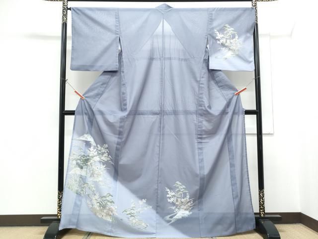 平和屋着物＊夏物　訪問着　絽　風景文　金彩　洗える着物　CABH3882th